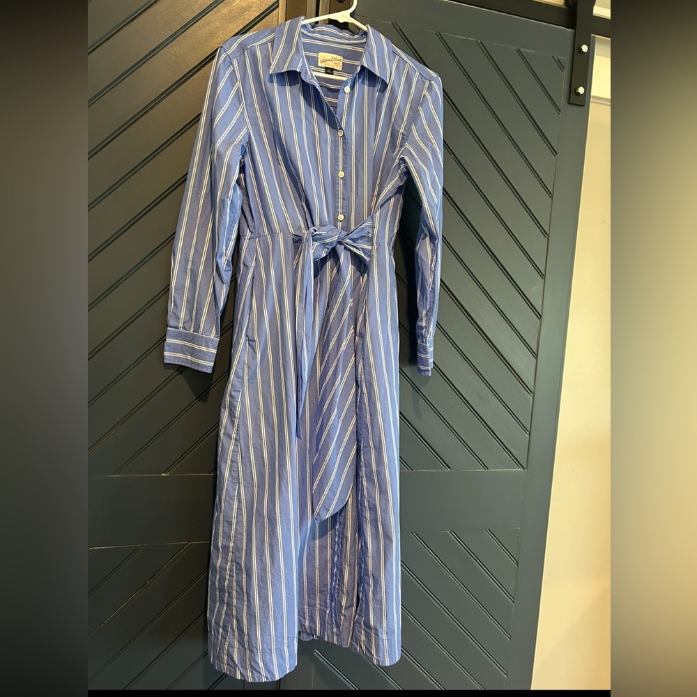 Universal Thread Blue and White Long Sleeve Shirt Dress